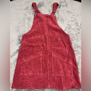 Altar’d State Maroon Corduroy Overall Mini Dress with adjustable straps Size S